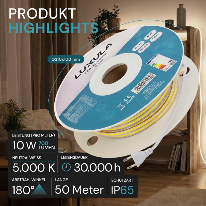 Actual product image Luxula LED strip, 50m (Neutral White, 5000 cm, Indoor, Outdoor)