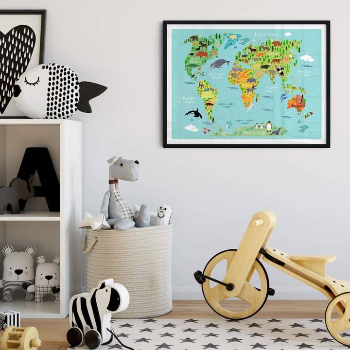 Actual product image Trenddeko Animal children world map (50 x 40 cm)