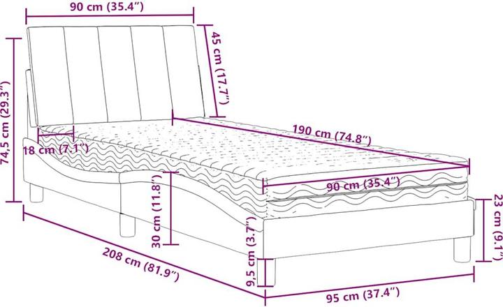 Image du produit vidaXL Bett (90 x 190 cm)