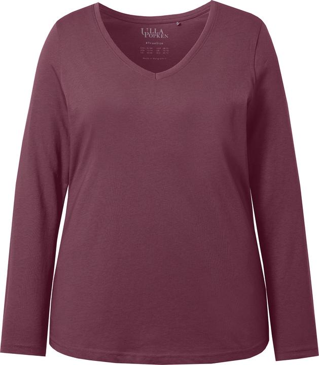 Image du produit Ulla Popken T-shirt Coupe Slim Fit, décolleté en V et manches longues (50, 52)