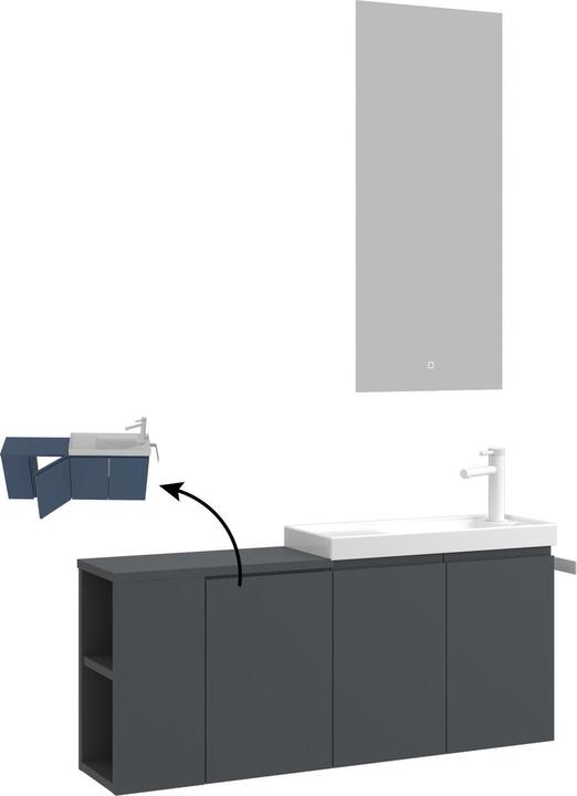 Produktbild Homitis Perla 110 Bathroom Cabinet With Sink & Mirror Set (2 Pieces)