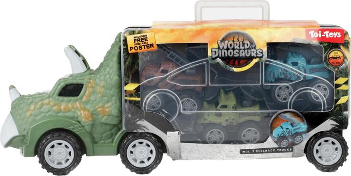 Produktbild Toi-Toys World of Dinosaurs Dino-Truck mit 3 Rückzugsautos