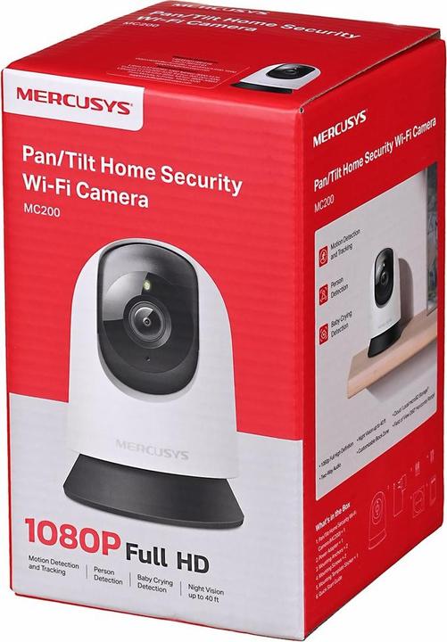 Image du produit Mercusys MC200 blanc / Caméra IP domestique / FHD / WLAN / microSD / LED IR / Haut-parleur et microphone (1920 x 1080 Pixels)