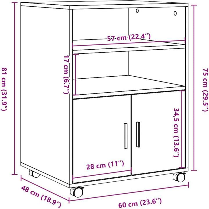 Produktbild VidaXL Rollschrank (60 x 48 x 81 cm)