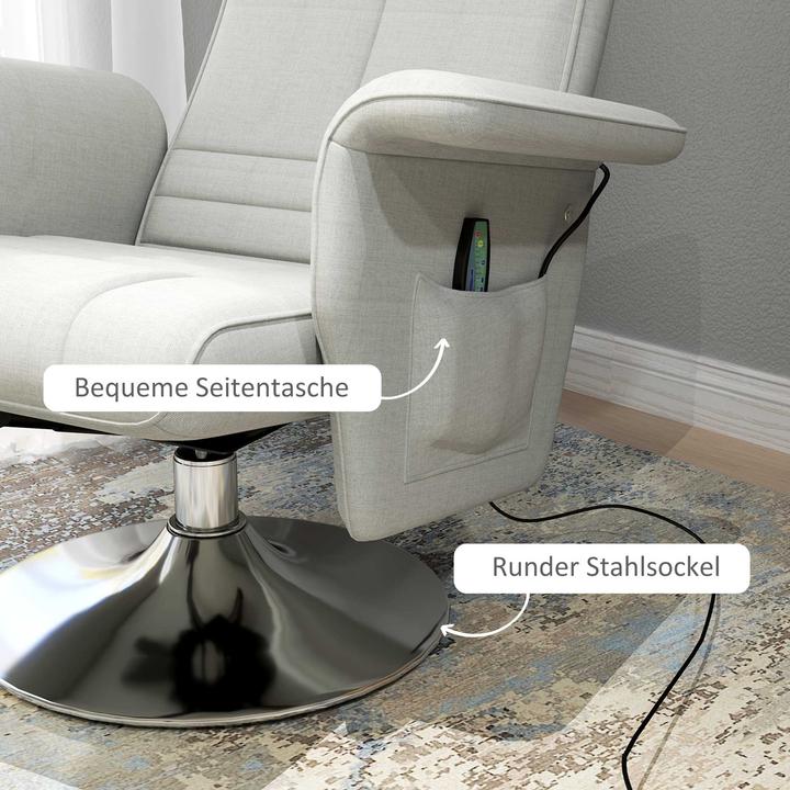 Actual product image Homcom Massagesessel mit Fusshocker Polyester, Stahl Cremeweiss