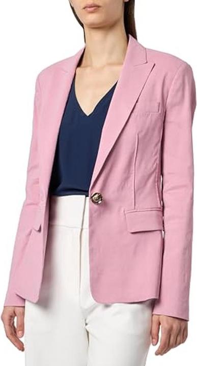 Pinko Ghera Linen Jacket with Stretch and Pearl-Look Button (50)