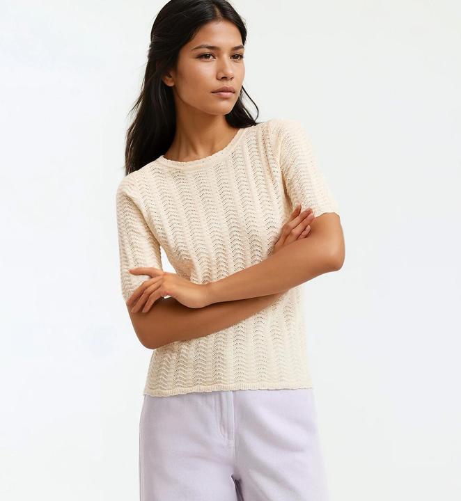 Produktbild BlockX Pullover mit Rundhalsausschnitt und kurzen Ärmeln aus Pointelle-Mesh (M)