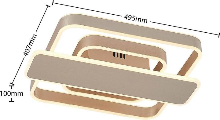 Actual product image Lucande Linetti LED Ceiling Lamp angular nickel 40cm (1545 lm)
