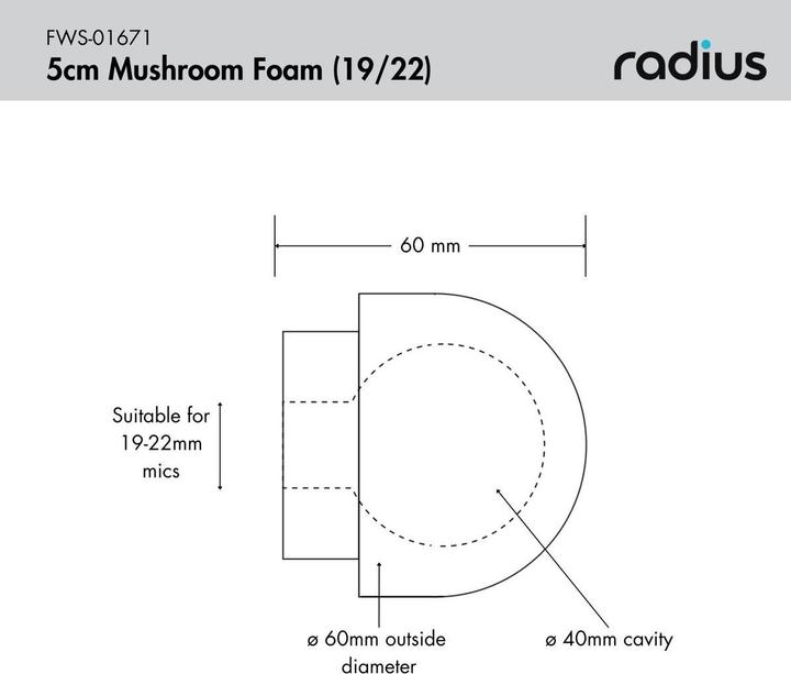 Actual product image Radius Mushroom Foam Fur Windcover (Foam material)