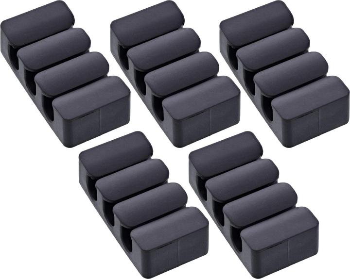 InLine 5er Pack ® Kabelclip, 3-fach, selbstklebend, schwarz