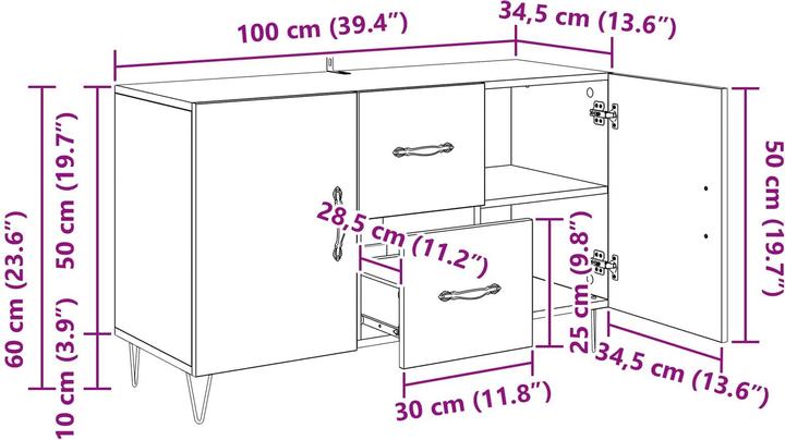 Produktbild vidaXL Sideboard-Aufbewahrung (36 x 36 x 60 cm)