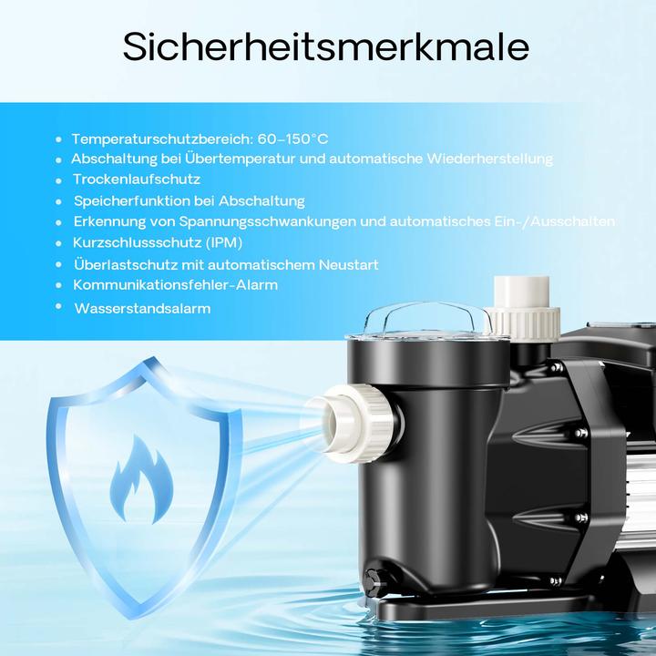 Actual product image XPOtool Swimming Pool Circulation Pump 750W 21000l/h 17m Discharge Head with Variable Rotation Speed