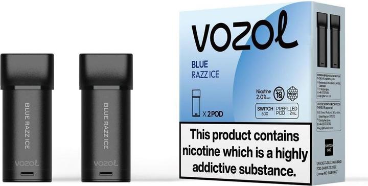 Actual product image Vozol Switch 600 POD, Blue Razz ICE (Bilberry)