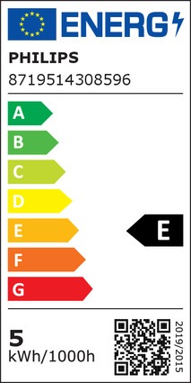 Energy Label Philips Lamp (GU10, 4.90 W, 460 lm, 1 x, E)