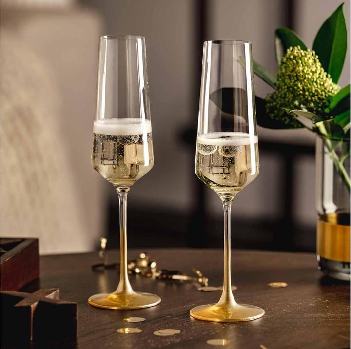 Image du produit Leonardo Sektglas Puccini 2 Stück, 280 ml, Gold, Materialtyp (28 cl, 2 Verres, Flûtes à champagne)