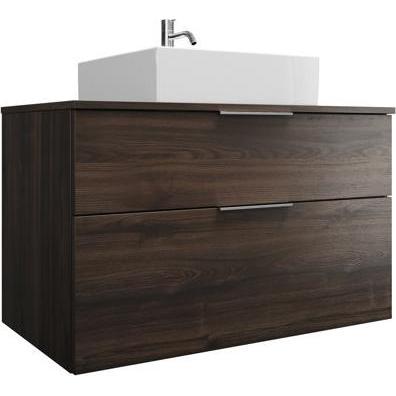 burgbad, Badmöbelset, Eqio Keramik-Aufsatzwaschtisch, quadratisch mittig, inklusive Waschtischunterschrank, Breite