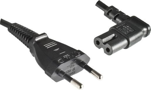 Produktbild Dinic Netzkabel Eurostecker Typ C auf C7 90° (links, rechts), 0,75mm², VDE, schwarz, Länge 1,50m (1.50 m)
