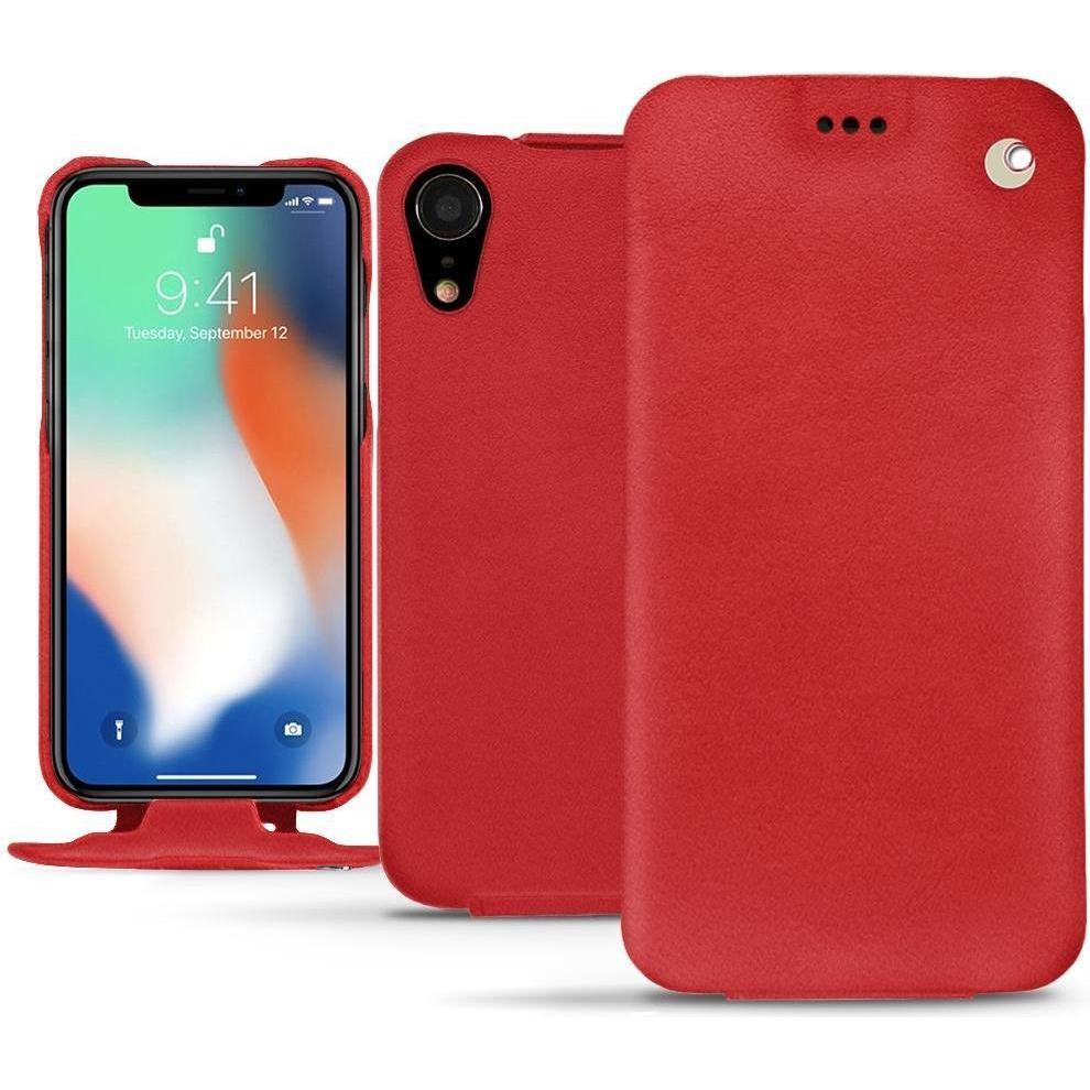 Noreve Lederschutzhülle vertikal (Apple iPhone XR), Smartphone Hülle, Rot