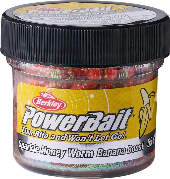 Berkley PowerBait Power Honey Worm Sparkle Banana Boost / Orange Scales