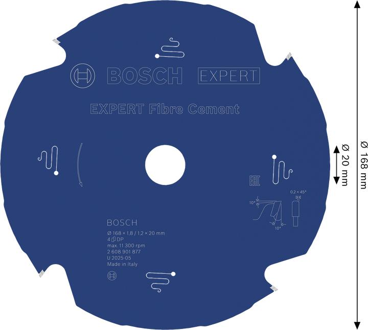 Image du produit Bosch Professional Zubehör Lame de scie circulaire Expert for Fiber Cement 168 x 20 x 1,8/1,2 mm, T4