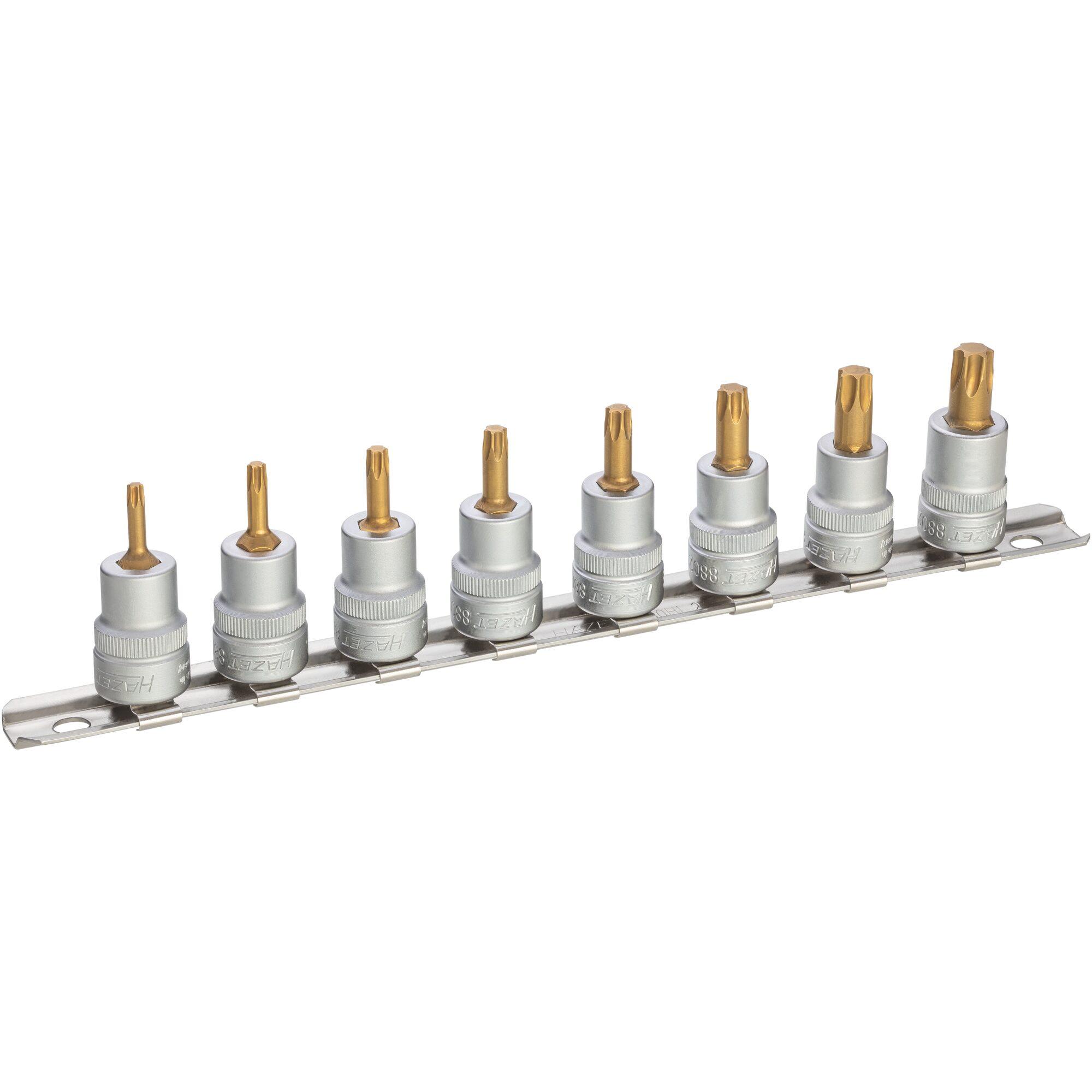 HAZET, Steckschlüssel + Stecknuss, Steckschlüssel Satz 8802T/8H ∙ Vierkant10 mm (3/8 Zoll) ∙ Innen TORX Profil ∙ T15 - T...