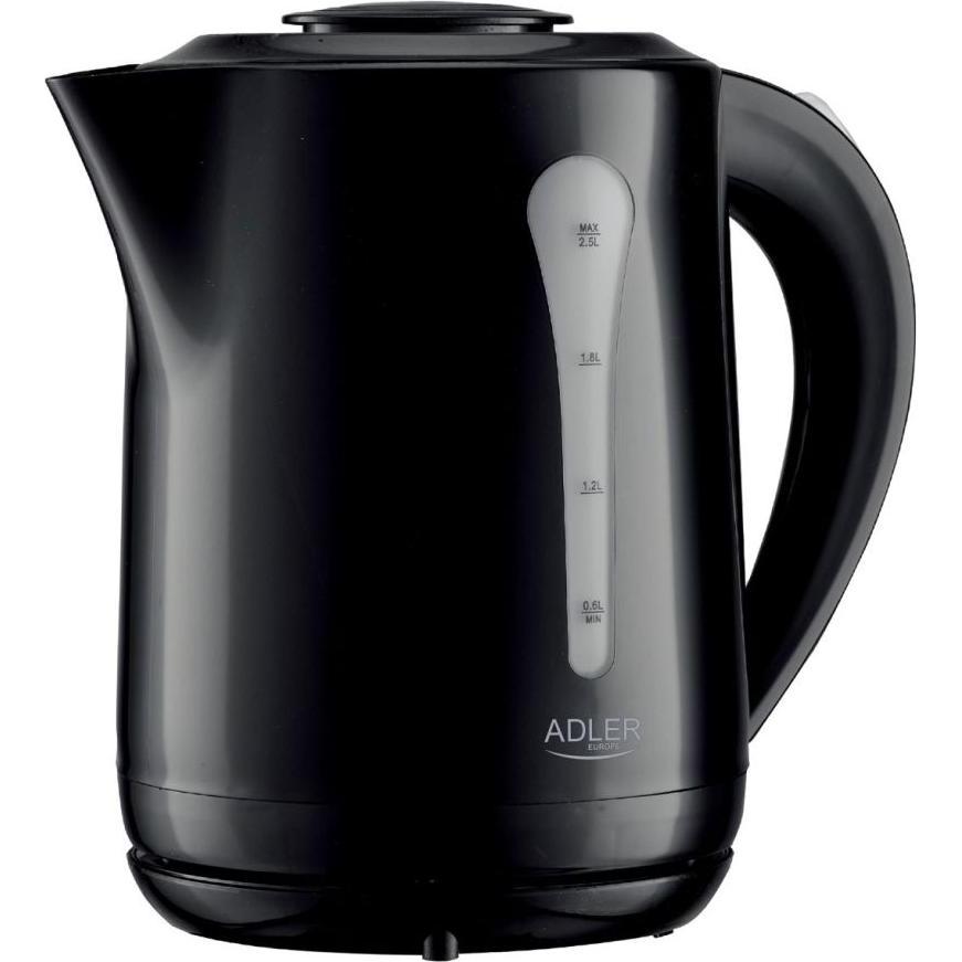 Adler Teapot Kettle AD 1244 Electric 1850 W 2.5 L Plastic 360° rotational base Black, Bollitore, Nero