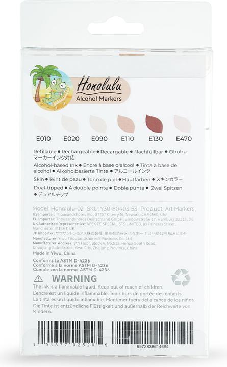 Productafbeelding Ohuhu Honolulu kunstmarker (Huidskleuren, 6 x)