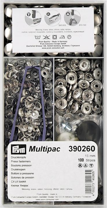 Actual product image Prym Push button anorak, silver 15 mm, box 100 pcs, Multipac