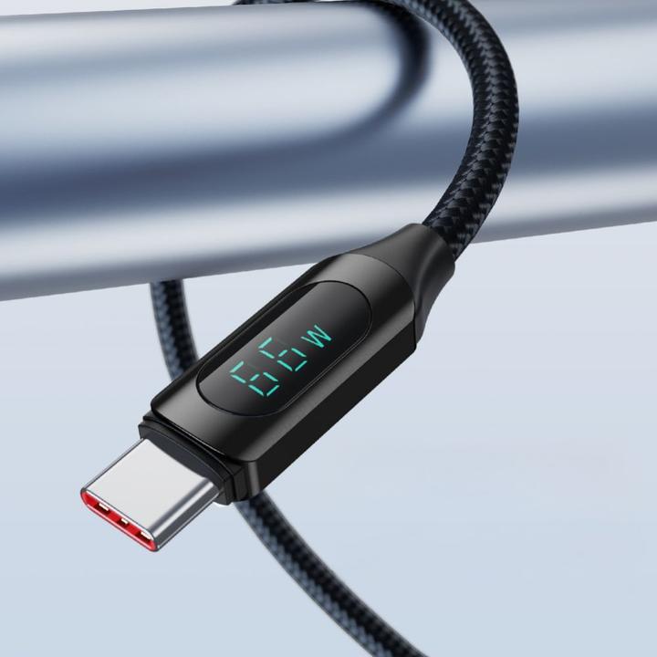 Productafbeelding Wozinsky WUACC2 USB A - USB C kabel met display 66W 6A 2m - Zwart (2 m, USB 3.2 Gen 1, 66 W)