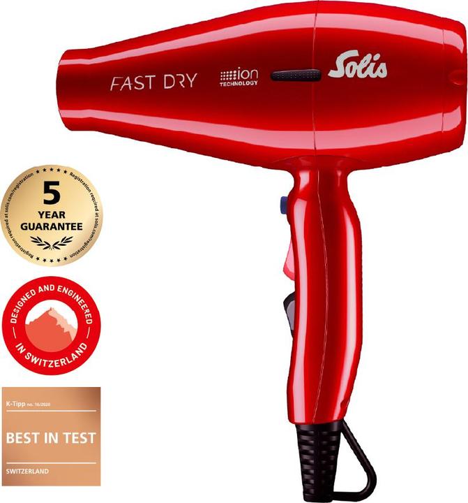 Actual product image Solis Fast Dry 360º ionic red professional hairdryer with 360° rotating cable (381)
