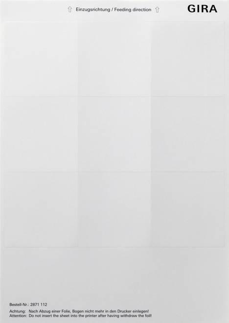 Produktbild Gira Beschriftungsbögen 69 x 67 mm Zubehör 2871112
