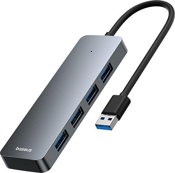 Produktbild Baseus 4in1 Hub UltraJoy Lite USB-A to USB 3.0 15cm (grey) (USB-A, 4 Ports)