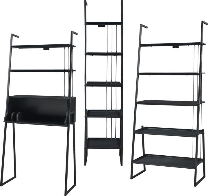 Produktbild En.Casa Möbelset Storfjord 3-tlg. 1x Schreibtisch, 2x Leiterregal