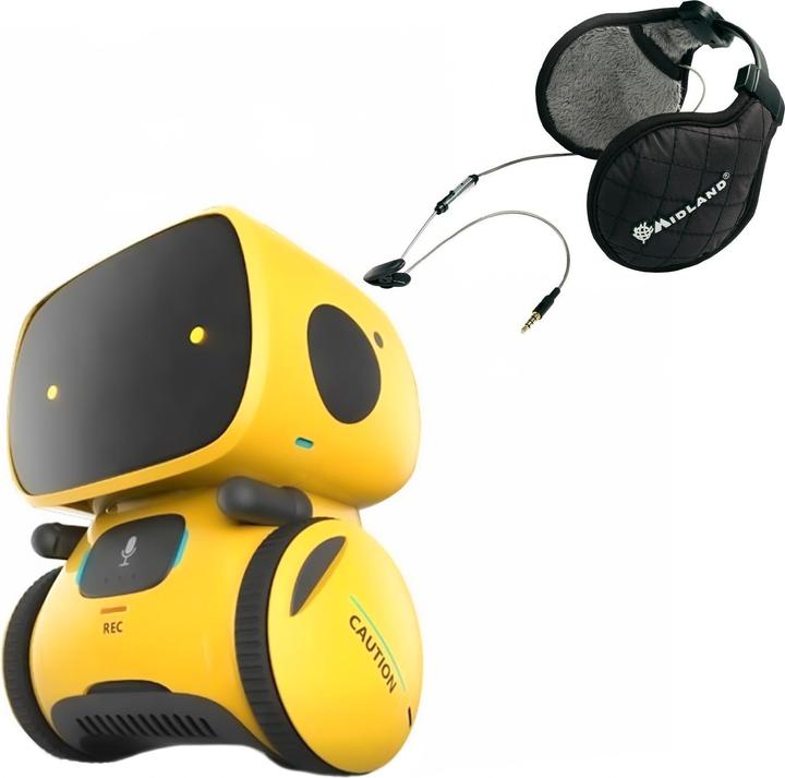Actual product image PNI Robo One interactive intelligent robot package, voice control, touch buttons, yellow + Midland