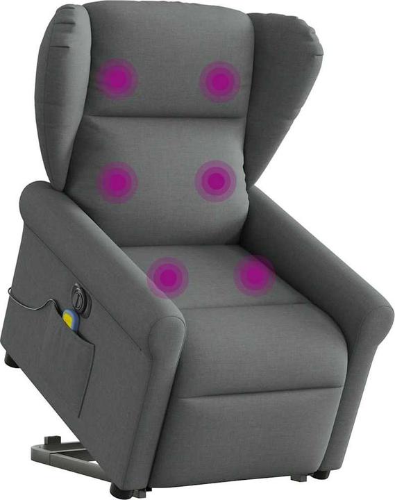 Image du produit vidaXL Fauteuil de massage électrique avec fonction releveur Gris foncé Tissu