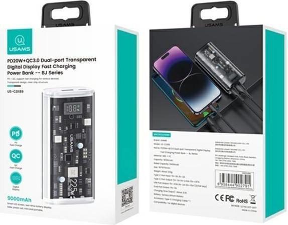 Produktbild Usams Powerbank inkl. Displayanzeige (9000 mAh, 22.50 W, 32.40 Wh)