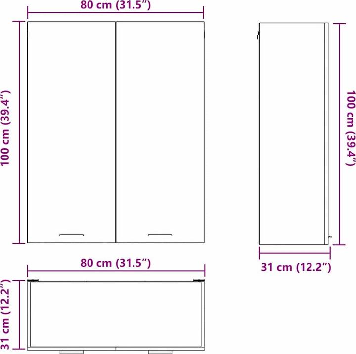 Produktbild vidaXL Küchenaufbewahrung (31 x 31 x 100 cm)