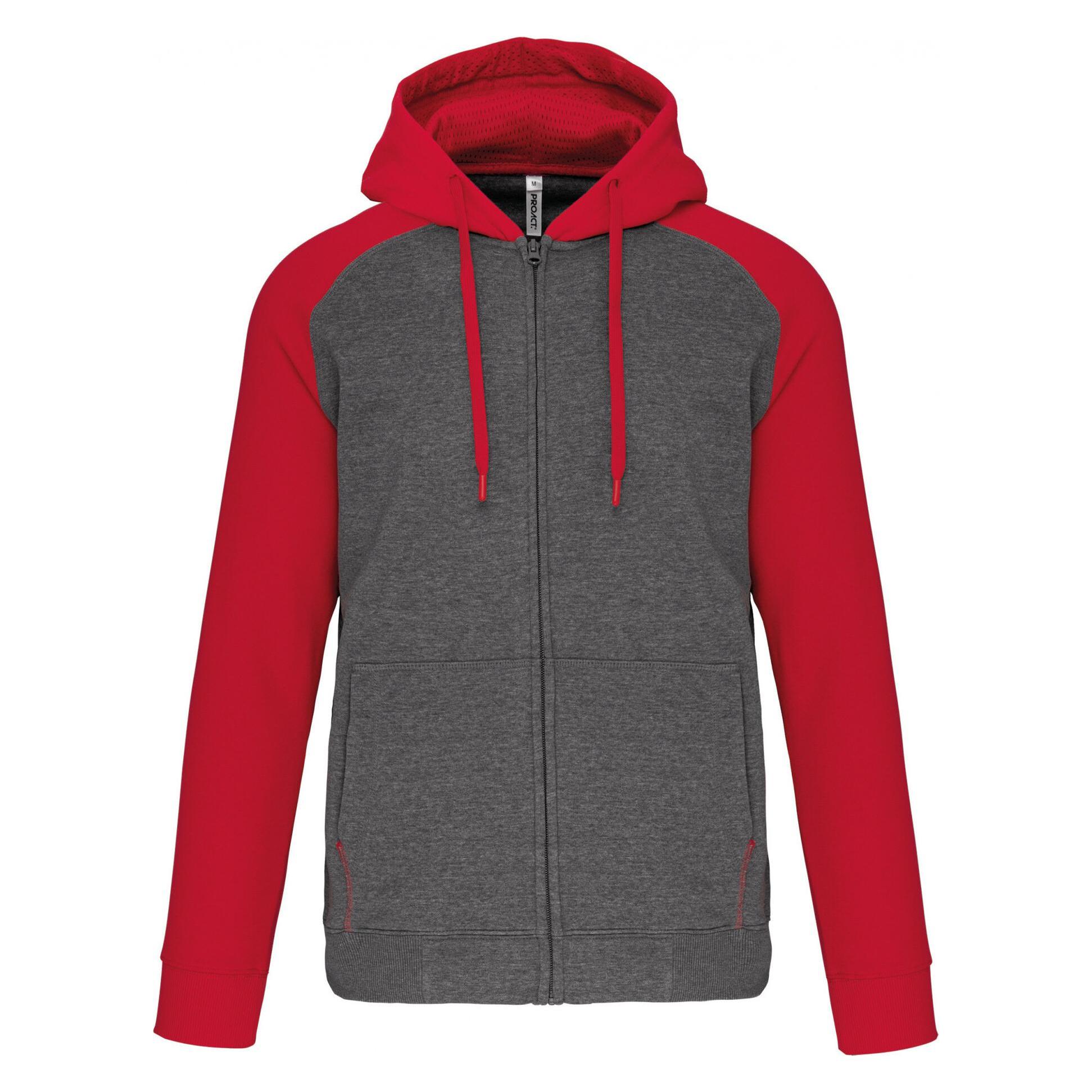 Proact, Damen, Pullover, Sweatshirt Zipper Mit Kapuze Aus Zweifarbigem Molton, Grau, (Xl)
