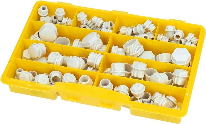 Kalitec 108 pezzi scatola di assortimento tappi ciechi grigi M12-M25 I set di nippli a bavaglio I scatola