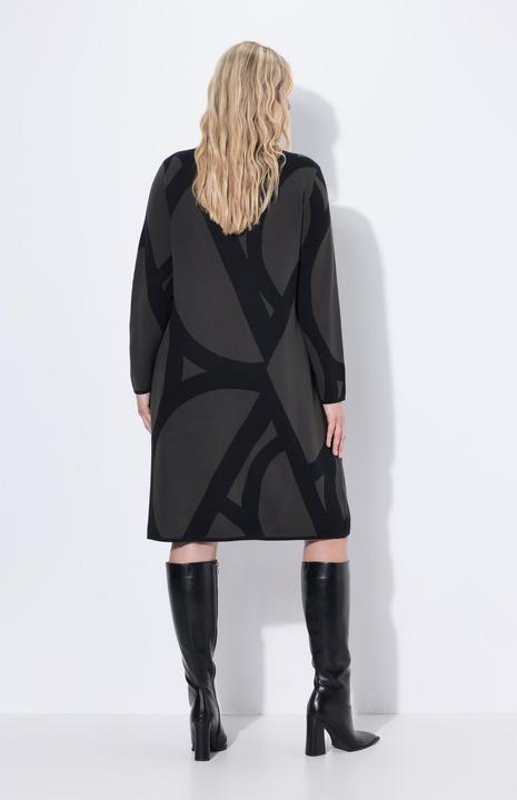 Image du produit Ulla Popken Robe en maille à encolure bateau, manches longues et motif graphique (60)