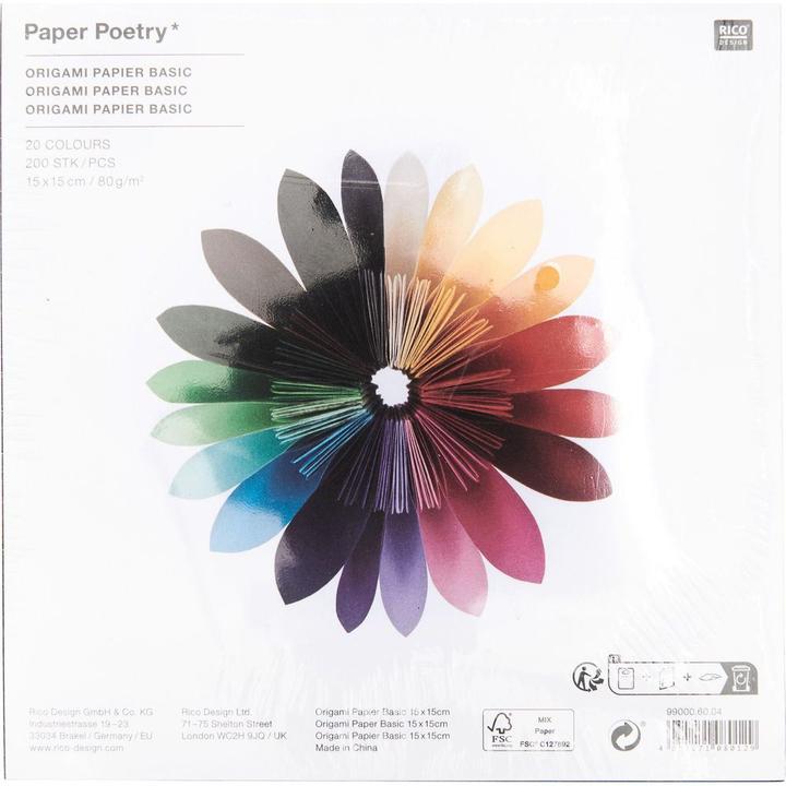 Rico Design Origami Basic, 15 x 15 cm.99000.60.04 (80 g/m², 200x)