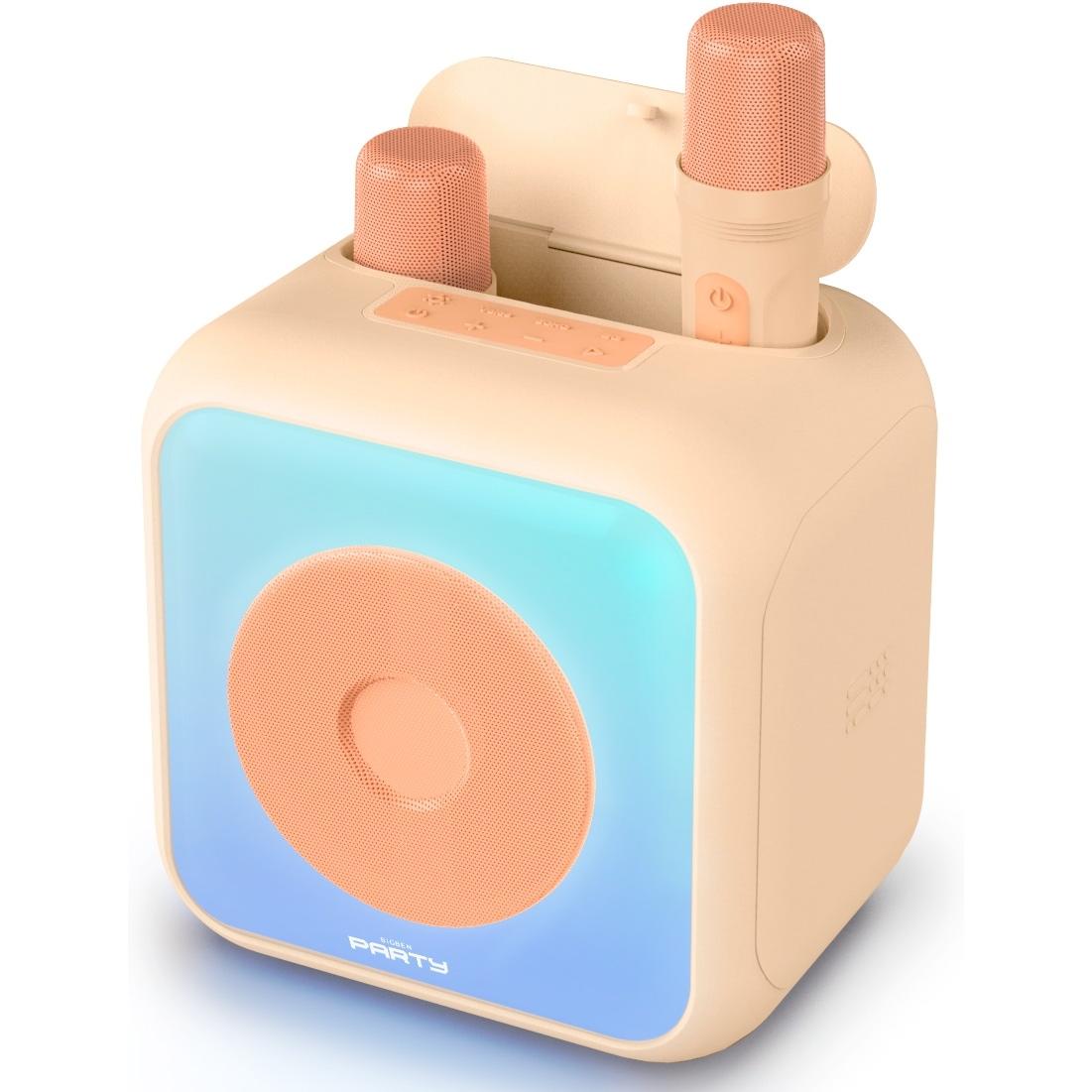 Bigben PARTY Karaoke - BT-Speaker-disco lighting-2 micros (Akkubetrieb), Bluetooth Lautsprecher, Rosa