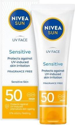 Produktbild NIVEA Sun Sensitive krem ochronny do twarzy dla skóry wrażliwej SPF50 50ml (Sonnencreme, SPF 50, 50 ml)