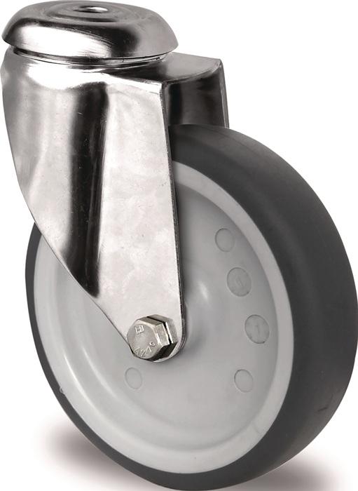 Actual product image Tecwerk Lenkrolle Rad-Ø 100 mm Tragfähigkeit 100 kg Rückenlochbefestigung Polypropylen Gleitlager Edelsta...