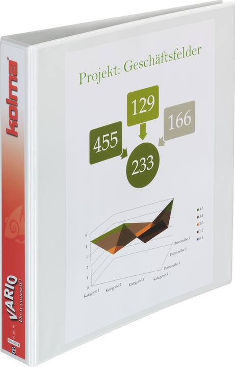 Immagine prodotto Kolma Libro degli spettacoli Vario A4 XL 4 anelli altezza di riempimento 3 cm bianco (A4, 30 mm, 1 pz.)