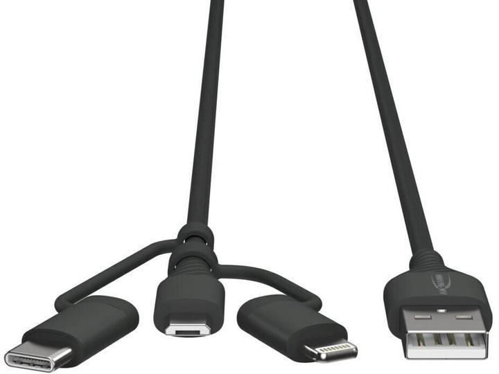 Actual product image Ansmann Data/charging cable USB 3in1 120cm (1.20 m, USB 2.0)