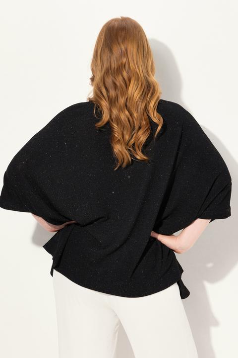 Actual product image Ulla Popken Sparkling Draped Collared Tee (42, 44, 46, 48)