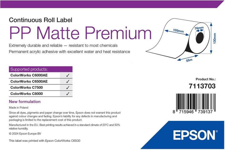 Immagine prodotto Epson Pp Etichetta opaca Premium