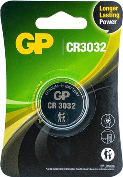 Produktbild GP Batteries LITHIUM BUTTON CELL CR3032 (1 Stk., CR3032, 500 mAh)