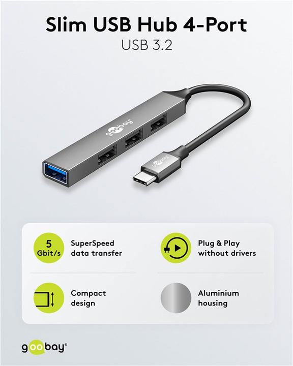 Immagine prodotto Goobay Sottile (USB-C, 4 Porti)